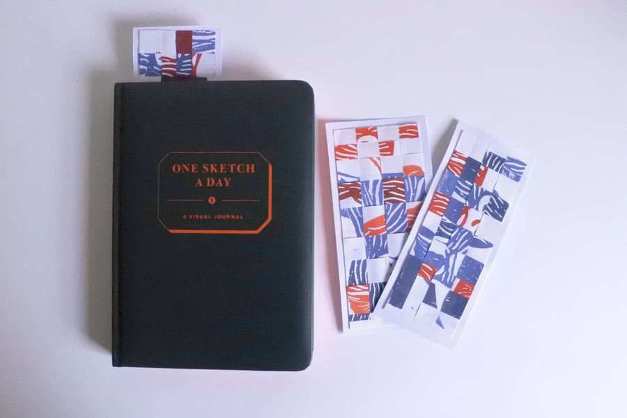 Blue and Orange Woven bookmark – Set of 3