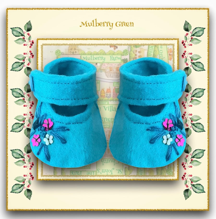 Reserved for Tina - Turquoise Embroidered Shoes