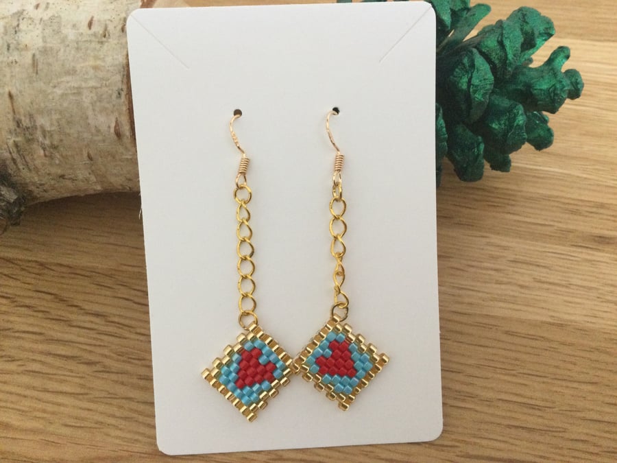 Beaded Heart Earrings