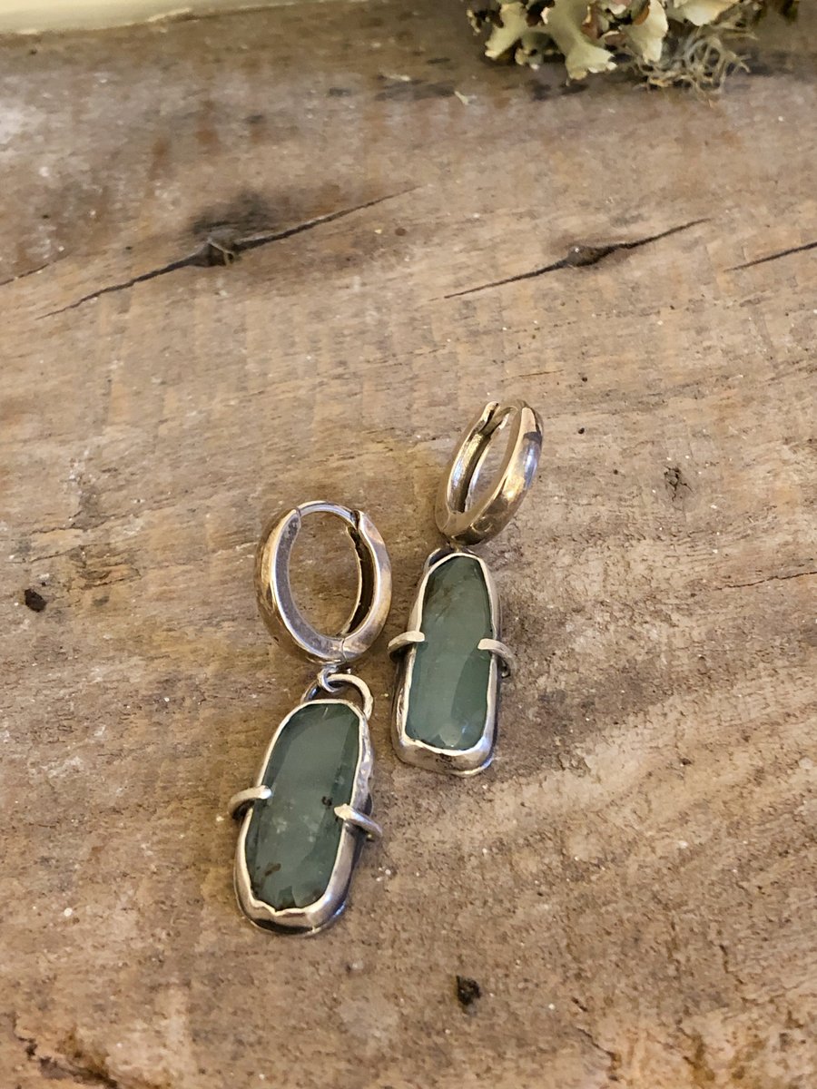 Emerald Earrings - Silver Earrings - Artisan Earrings