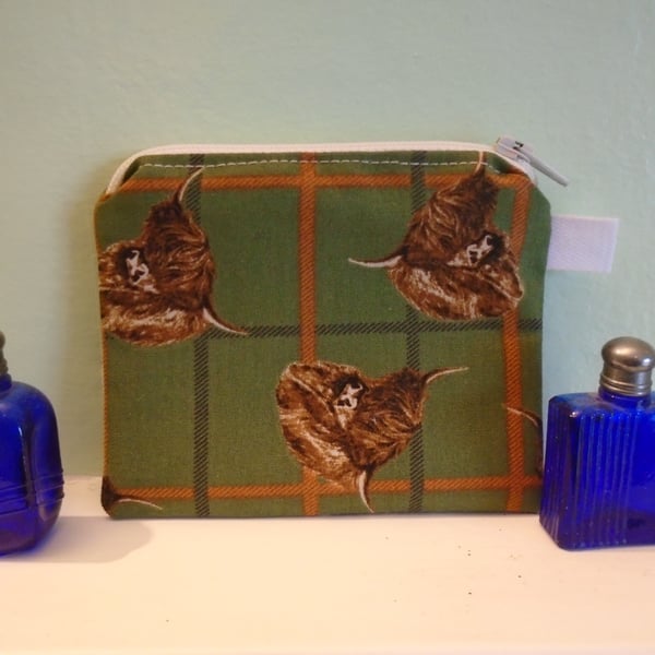 Highland Cows Tartan Coin Purse or Card Holder.