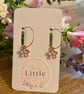 Lilac Flower Hoop Earrings, Enamel Floral Charms, Handmade Jewellery - Image 2