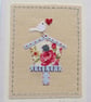 Hand-stitched miniature applique embroidery mounted on greeting card  - Image 4