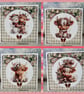 Holidays - Set of 4 Highland Cow Christmas Cards - C290