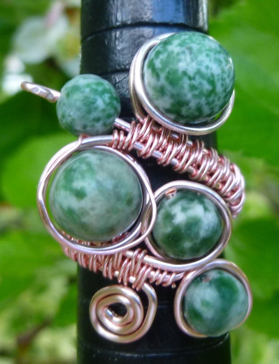 Green Jade Ring, Adjustable Ring, Semi Precious Ring, Gift for Mum,
