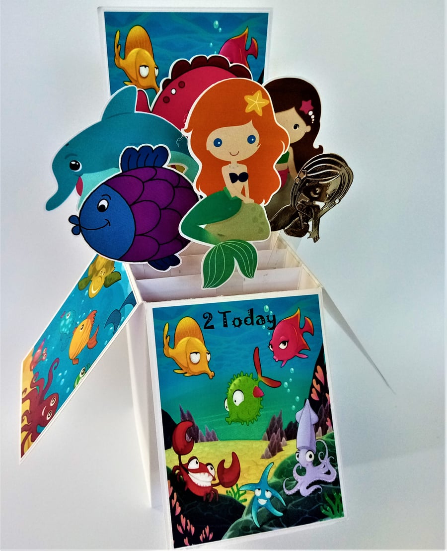 Girls 2nd Birthday Card with Mermaids