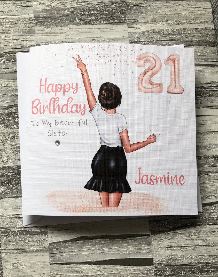 Personalised Womans Birthday Card For Her Happy Birthday Daughter Sister Bestie 
