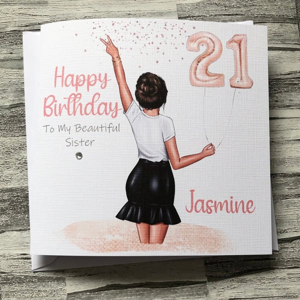 Personalised Womans Birthday Card For Her Happy Birthday Daughter Sister Bestie 