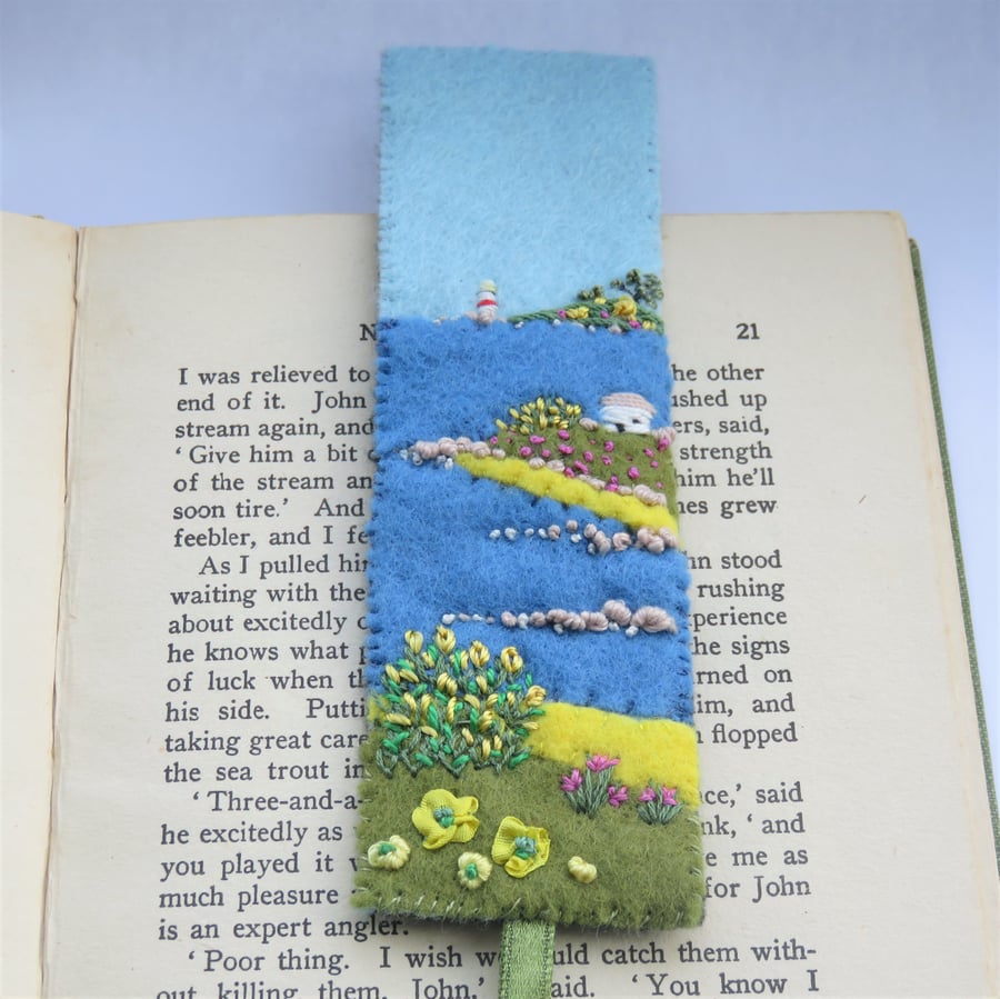 Seaside Embroidered Felt Bookmark