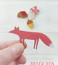 Fox Brooch, Fox Pin, Wooden Fox Pin, Folklore Brooch - Image 1