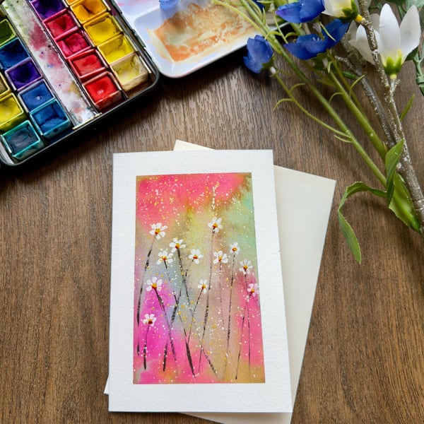 Hand-Painted Watercolour Floral Card - A6 Size