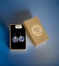 Drop Earrings, abstract blue 19mm discs, sterling silver ear wires (829) - Image 5