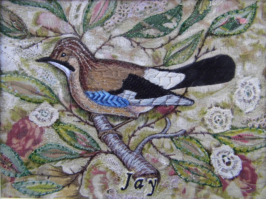 Jay - Original Embroidery Collage