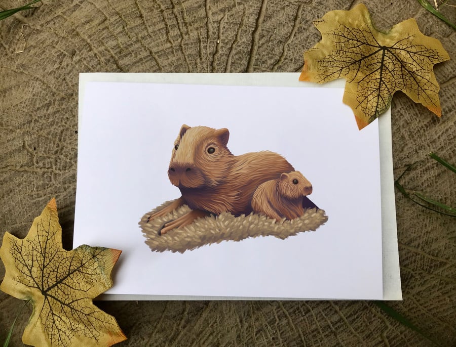 Capybara Blank Greeting Card