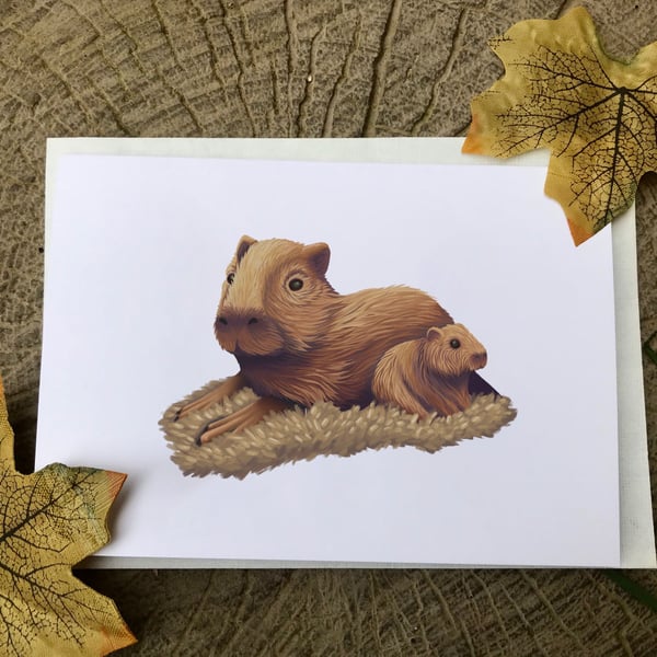 Capybara Blank Greeting Card