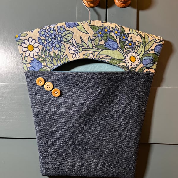 Vintage Flower Waltz and Denim Peg Bag