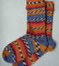 Hand-cranked Knitted Ribbed Wool Socks Size 6 to 7 Turnover Tops - Image 2