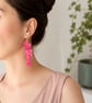Real Pink Hydrangea Cascade Earrings – Pressed Flower Botanical Jewellery - Image 4