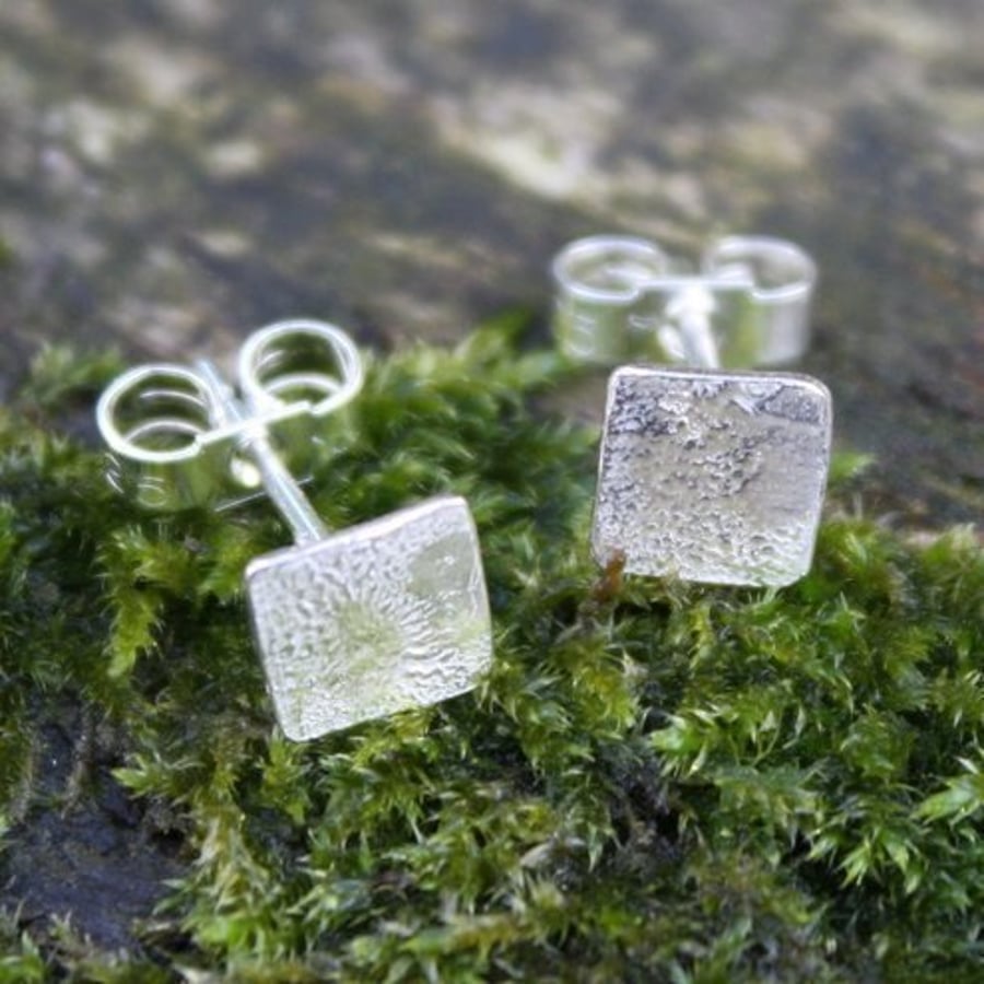 Tiny textured silver studs