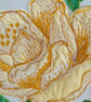 Yellow rose and bumble bee textile artwork - UNFRAMED - Image 3