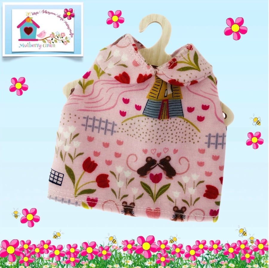 Mice and Windmills Blouse with a Peter Pan Collar