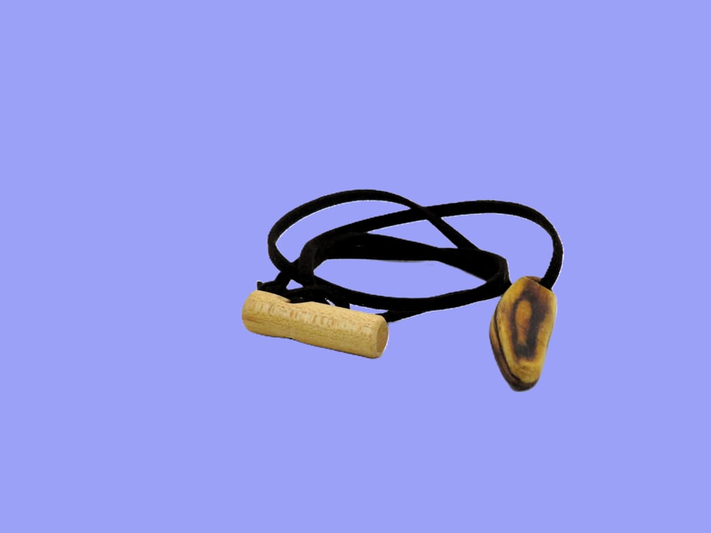 Hand Carved Lozenge shaped 2 tone wood necklace: SKU-N17