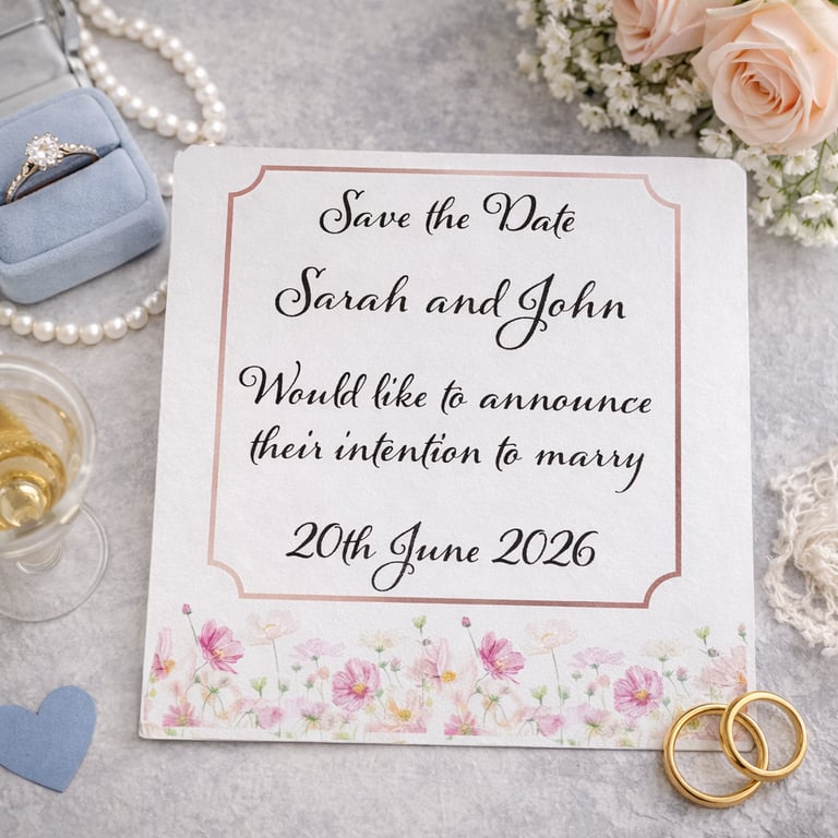 Painterly Floral Design. Save the Date Cards 4x4 with Handmade Envelope 