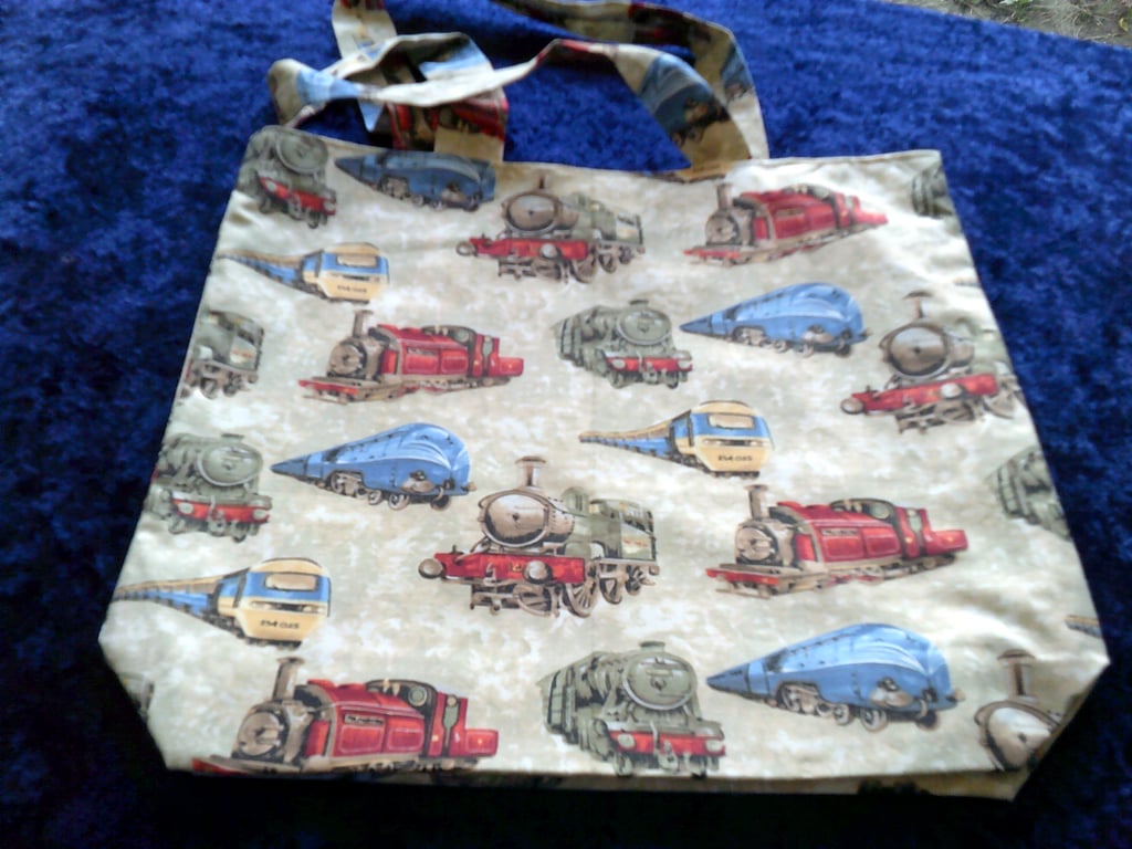 Fabric bag with Trains