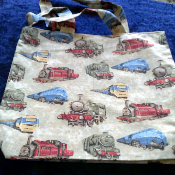 Fabric bag with Trains