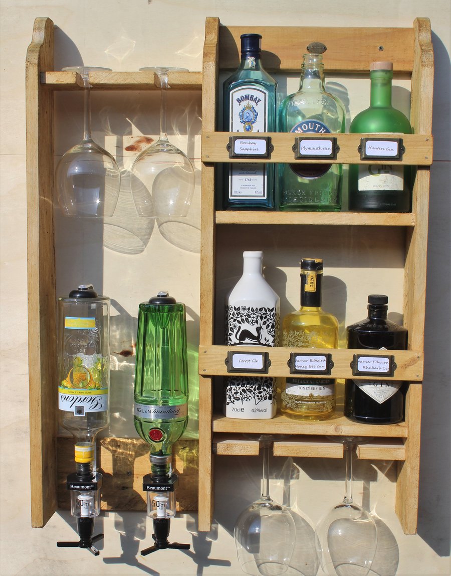 Gin rack, 8 bottles & 4 goblet glass's