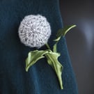 Silk dandelion clock pin, dandelion clock jewellery, textile dandelion art