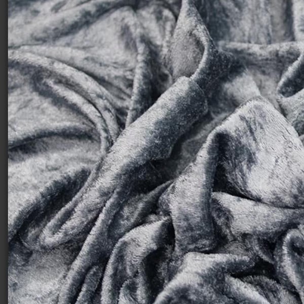 crushed velvet fabric material stretch soft dark grey 1 metre