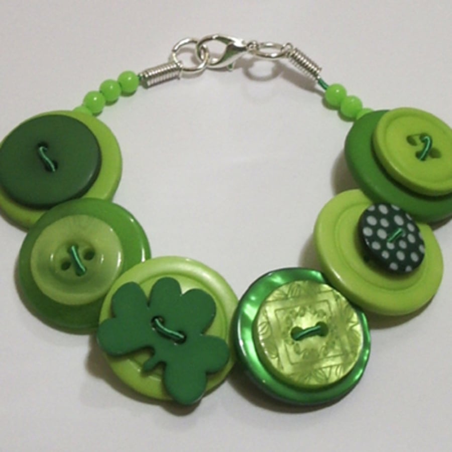 Lime and green button bracelet