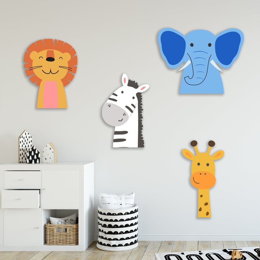 Animal Children Bedroom Wall Decor or Gift Tags Nursery Animal Prints Wooden