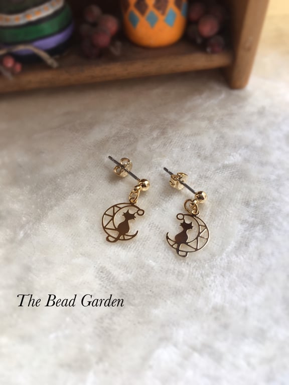 Cat and moon earrings 