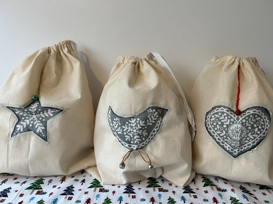 Reusable Christmas Gift Bags - Set of three