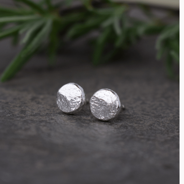 Recycled Silver Stud Earrings - Handmade Jewellery