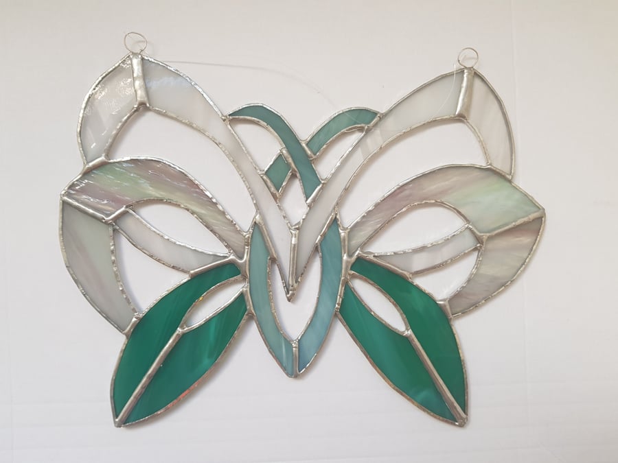 237 Stained Glass Celtic Butterfly - handmade hanging decoration.