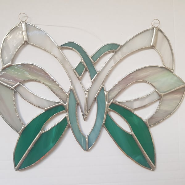 237 Stained Glass Celtic Butterfly - handmade hanging decoration.