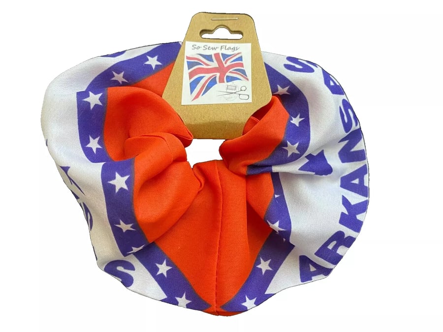 Arkansas USA State America Flag Hair Scrunchie Scrunchies Accessory Band Elastic
