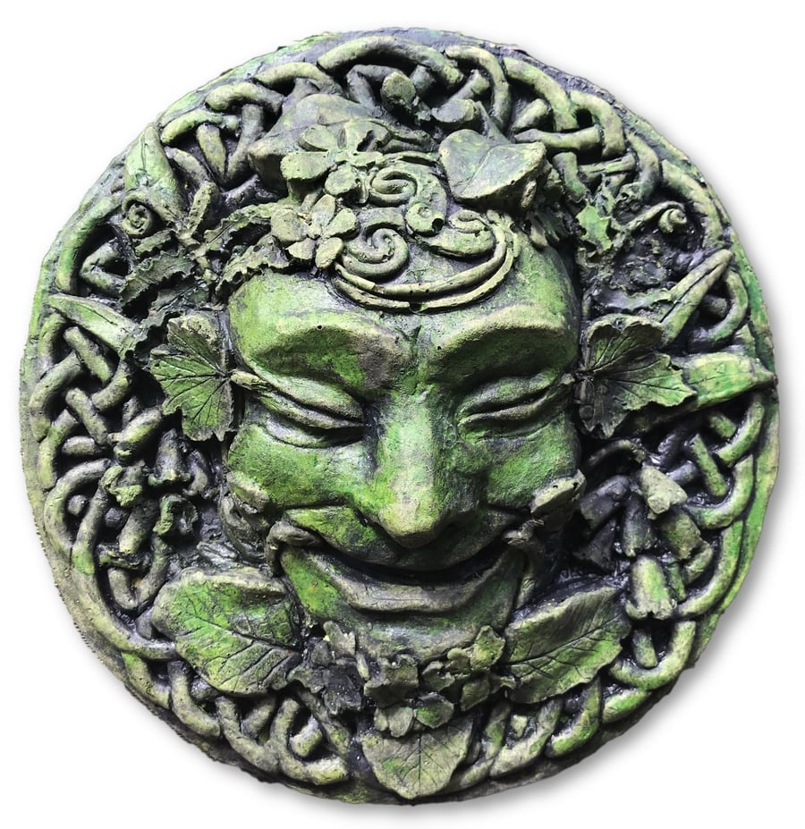 Spring Celtic Green Man Plaque plus Free Pocket Green Man
