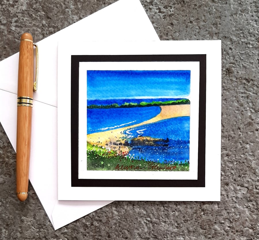 St Ninian's Beach, Shetland. Handpainted Blank Greetings Card, Notelet, Or Gift 