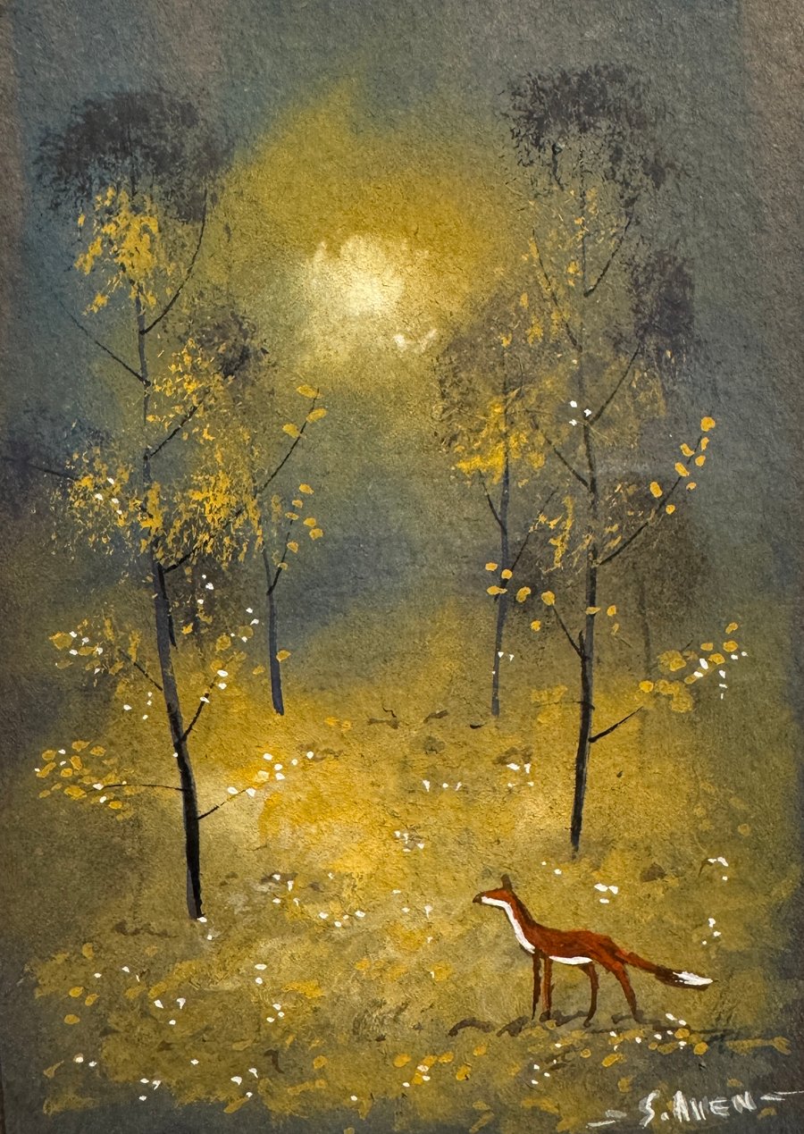 Original Aceo Painting ‘ Red Fox  ‘ by Stephen Allen 