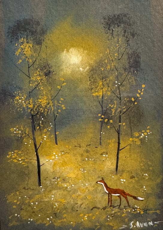 Original Aceo Painting ‘ Red Fox  ‘ by Stephen Allen 