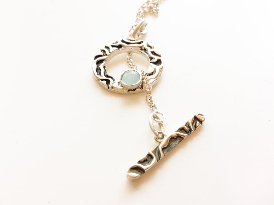 Sterling Silver Pendant With Larimar Gem Necklace 
