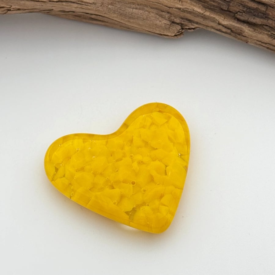 Yellow Fused Glass Heart