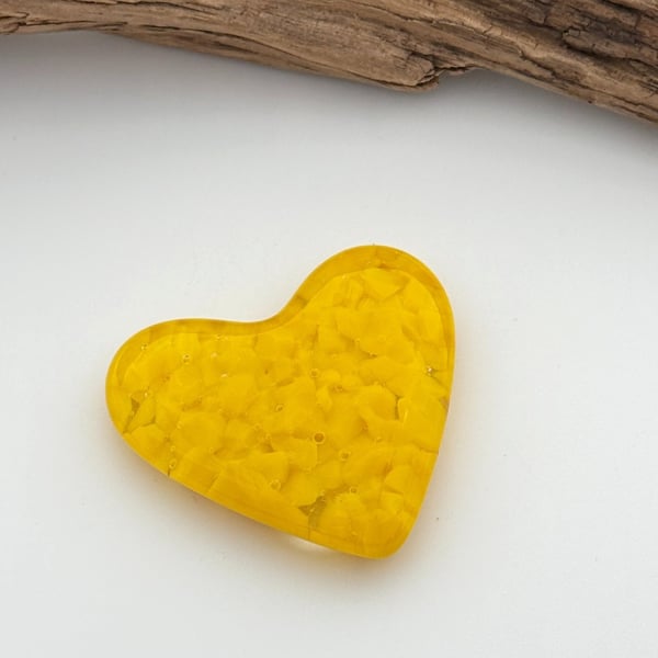 Yellow Fused Glass Heart
