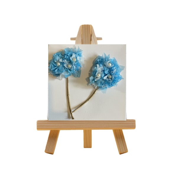 3D Flower Wall Art on Mixed Media Canvas – Handmade Floral Decor