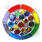 Rainbow Circles Suncatcher Stained Glass Handmade fused 023