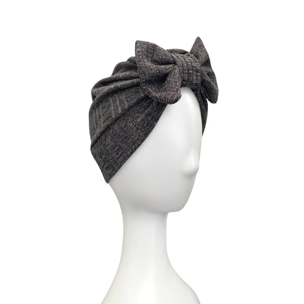 Handmade Soft Knit Bow Turban Head Wrap Hat, Hair Loss Chemo Gift